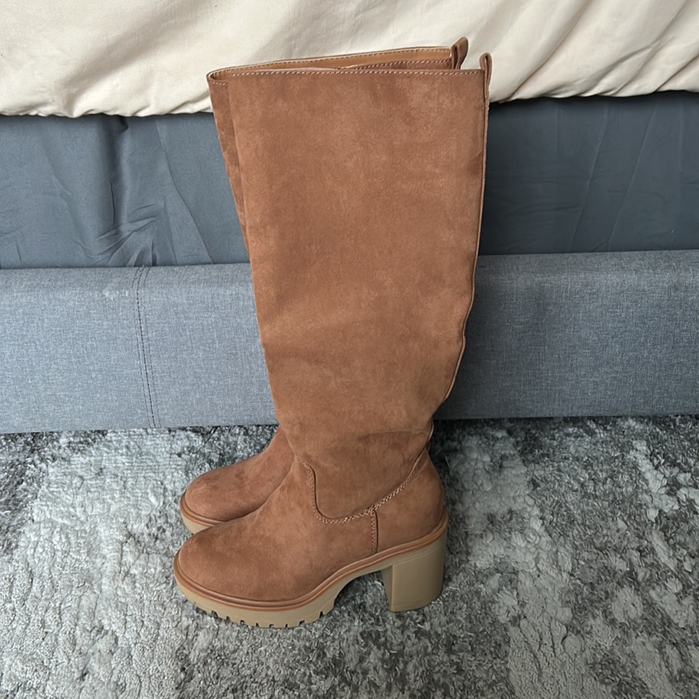 Thigh-High Suede Platform Boots